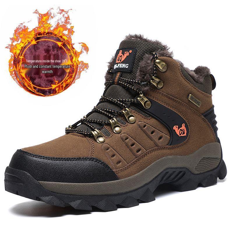 Men's Winter High-Top Snow Boots: Plus Velvet, Thick Sole, Non-Slip, Large Size