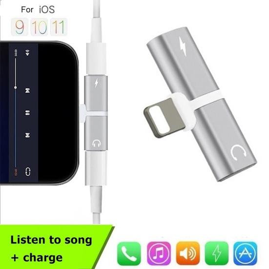 Mini Portable 8Pin Headphone Jack Adapter Charge Audio Converter for iPhone