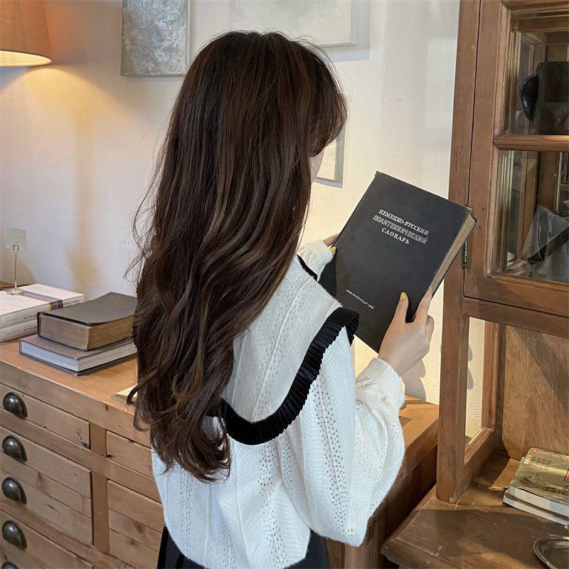 Women's Pleated Skirt & Doll Collar Knit Shirt Set - Spring/Autumn Korean College Style, Petite & Sweet
