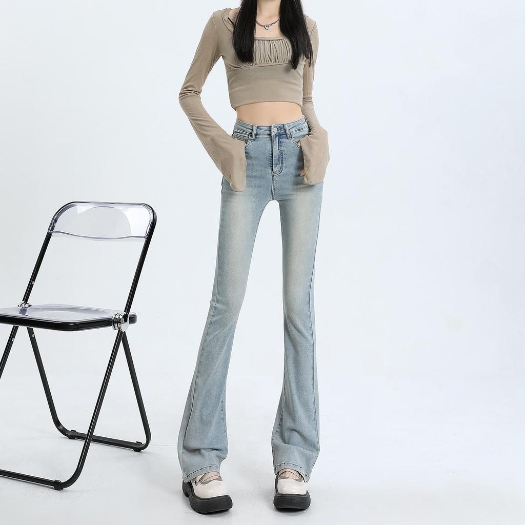 Women's High Waist Flared Jeans: Spring & Autumn Korean Retro Style