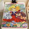 1Pc Cartoon Print Flannel Blanket, High Quality Comfortable for All Seasons, Home Decor, Warmth and Comfort, Perfect for Christmas Birthday Gift