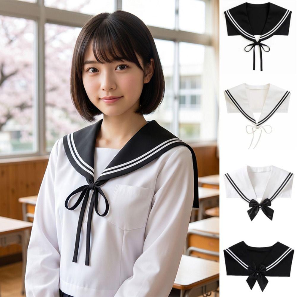 Cape Blouse False Collars White Collar Shawl Simple Striped Sailor Fake Collar Women