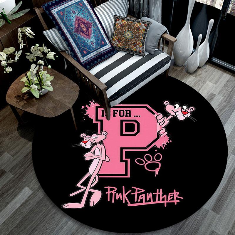 Pink Panther Pattern Round rug,Carpet Rug for Living Room Bedroom Playroom ,Non-slip Floor Mat,Holiday Gifts and Birthday Gifts.