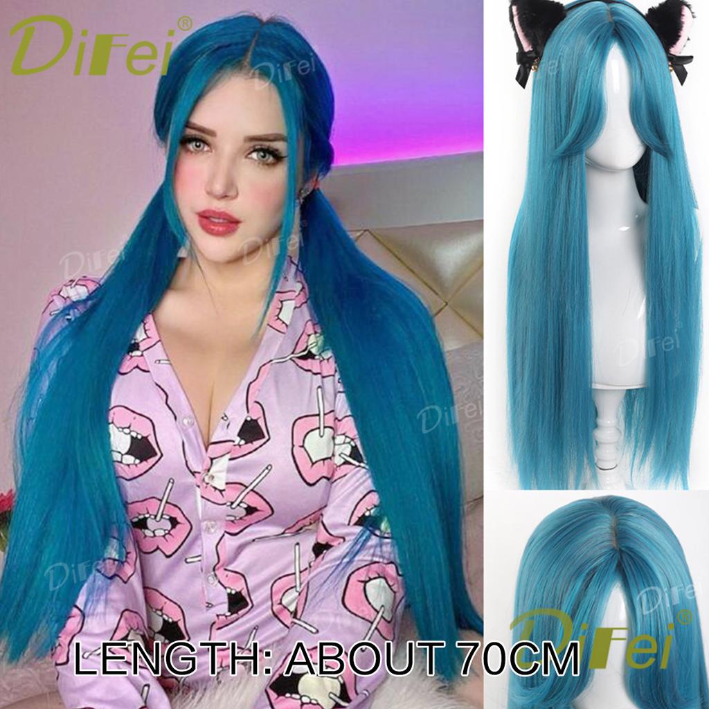 Platinum Blonde Straight Synthetic Cosplay Wig Straight Hair Wig With Straight Bangs Suitable For Women Halloween Christmas Wear