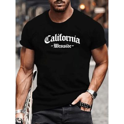 Taglie Europee West California High Street Trend Stampa a Lettere, Top a Maniche Corte, T-shirt Girocollo Stampata con Fantasia