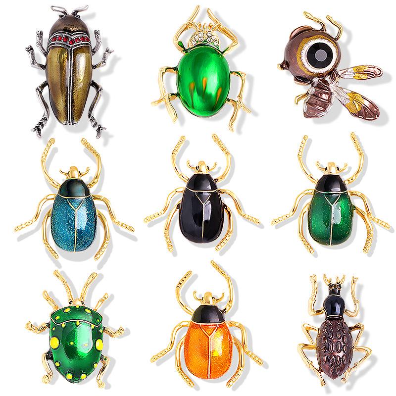 

Insect Animal Brooch Bee Beetle Oil-dripping Corsage Alloy Diamond European and American Cute Personality Accessories Clothing