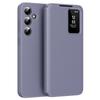 Funda de cuero para teléfono Samsung Galaxy S25+ con ventana de visualización y ranura para tarjetas