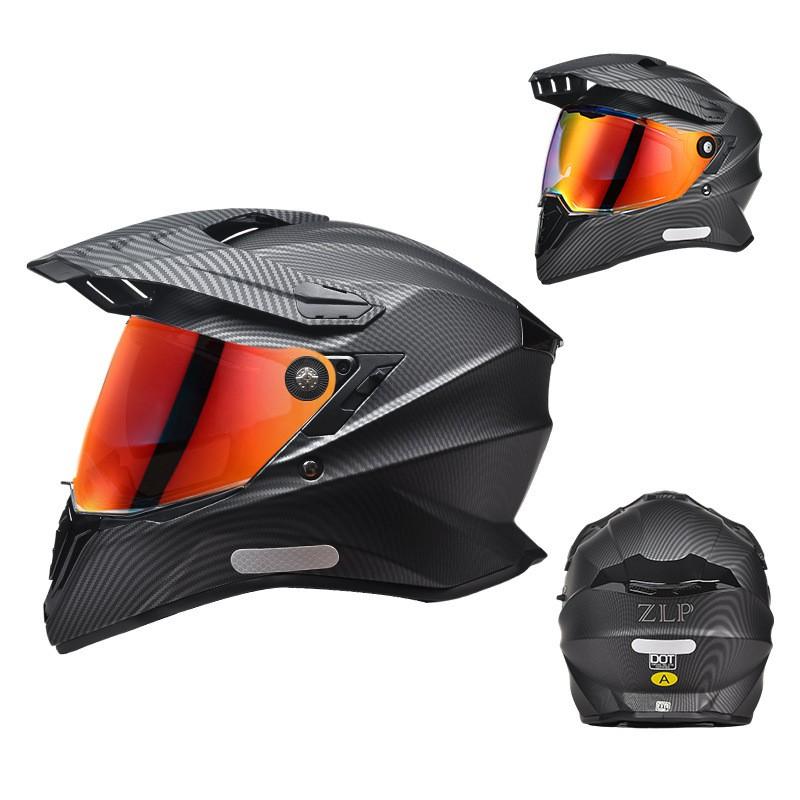 Full Face Motorcycle Helmet Touring Off-Road All Season Riding With Dual Visors ABS Shell Men Women