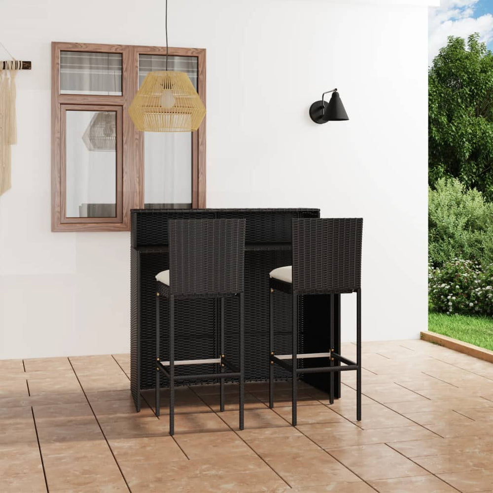 Ensemble de bar de jardin avec coussins 3 pcs