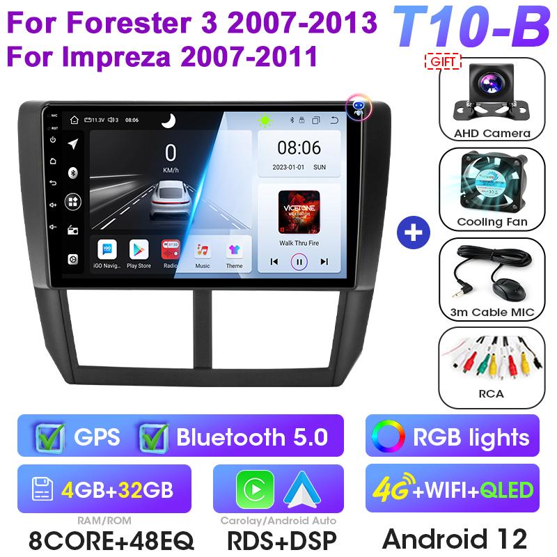 Android 12 Car Radio For TSubaru Forester 3 SH 2007-2013 For Impreza GH 2 Din Carplay Auto Intelligent Systems Smart Autoradio