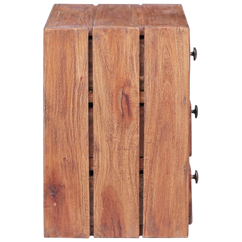 Nightstand with 3 Drawers 35 X 25 X 35 Cm Reclaimed Solid Wood