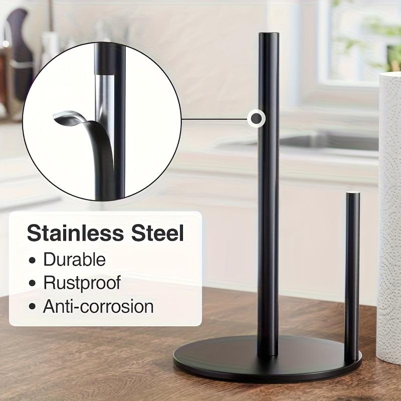 Stainless Steel Paper Towel Holder Kitchen Roll Rack No-Drill Countertop Vertical Paper Towel Organizer Bathroom Paper Stand