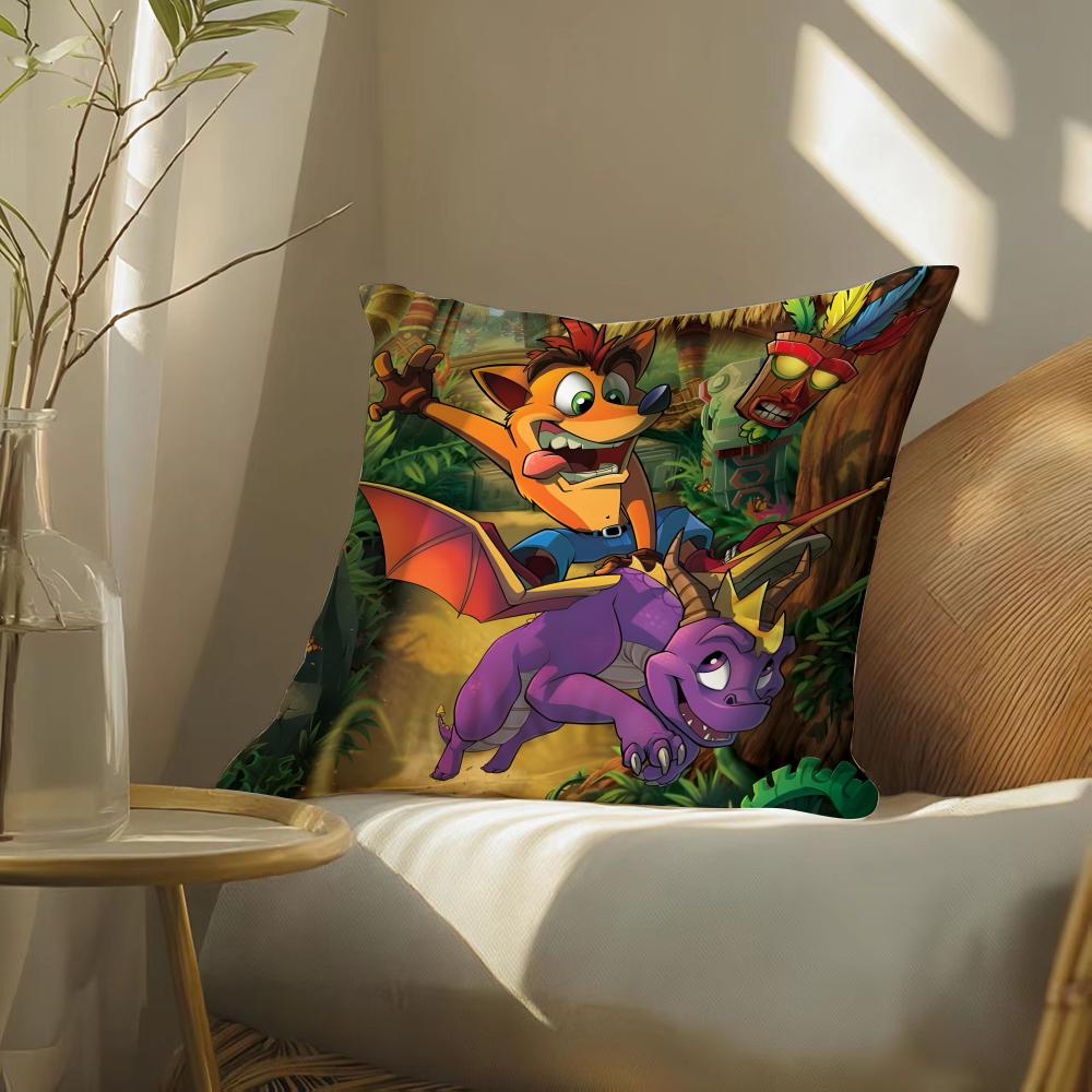 Crash Bandicoot Cushion Cover Soft Short Plush Pillow Cover Smooth Cozy Texture Aesthetic Cushion Case Home Decor