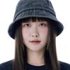 LUOESPAC Overfit Washed Line Bucket Hat (Black)