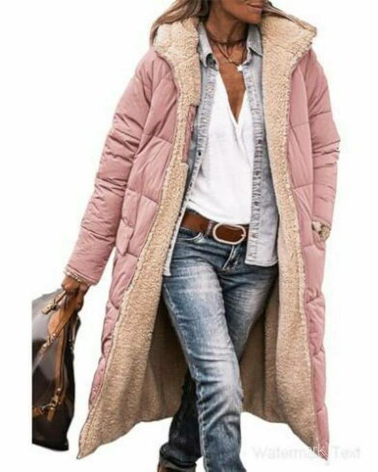 Slim Fit Double Sided Hooded Cotton Cardigan Jacket Long Sleeve Solid Color Coat