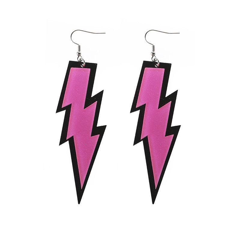 

Женские серьги из кислотной акриловой смолы, висячие серьги с молниями, серьги-крючки розовый