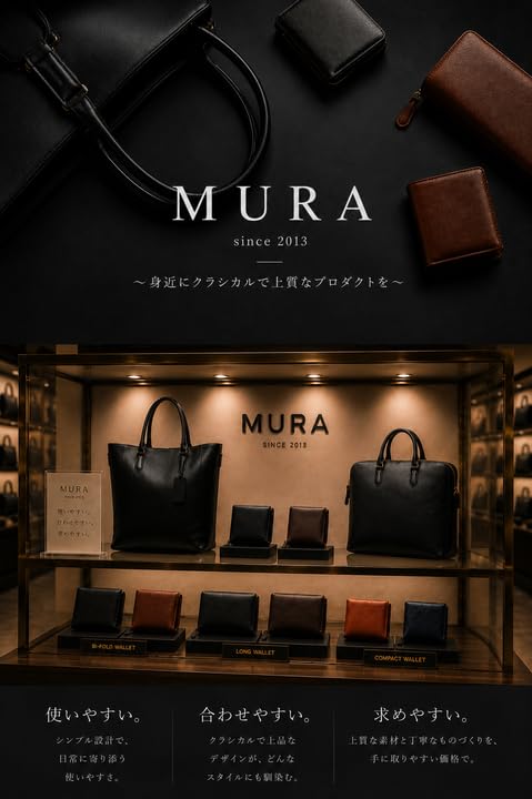 Wallet for Men Genuine Leather On Both Design That Bulk Up Your Pocket Genuine Leather Coin Large Holds 10 Hidden Mura B Coin [MURA] Bi-fold