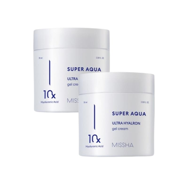 

MISSHA Super Aqua Ultra Hyalron Gel Cream 70ml x2 – Lightweight Hydration,Soothing Moisture Care, K-Beauty Gel Cream 70ml 2ea