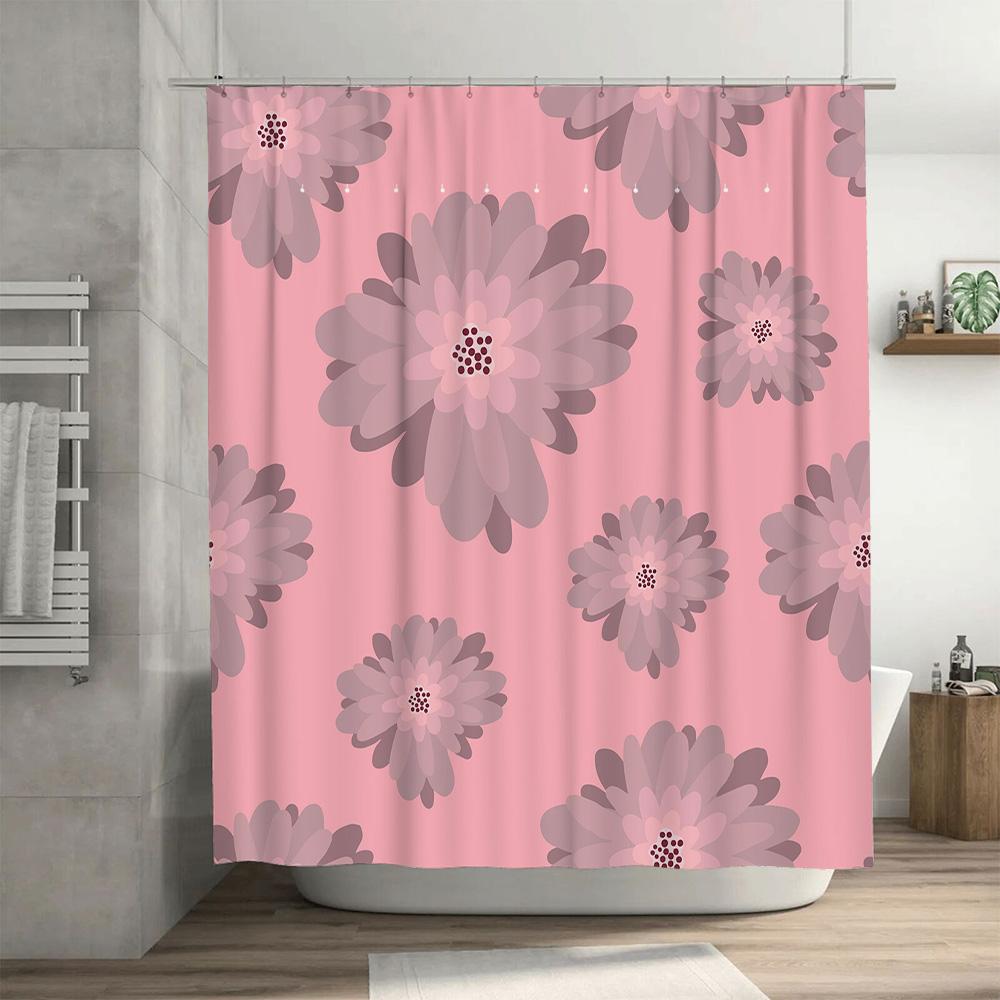 Pink floral shower curtain decor with modern design for bathroom window Home Decor Shower Curtain 180x240cm Pink Floral Modern B