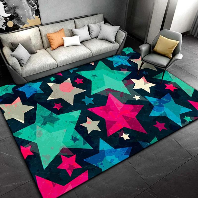 Five-pointed Star Carpet Pentagon Geometric Rug for Bedroom Dinning Dorm Living Room Home Decorative Doormat Non-slip Floor Mat