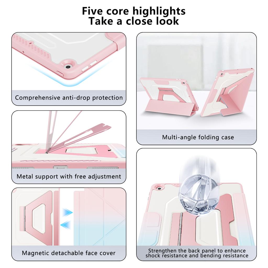 Face Detachable Tri-Fold Stand Case for IPad 10.2 2019 2020 2021 7th 8th 9th Generation Multi-Layers Protection Cover Fashional