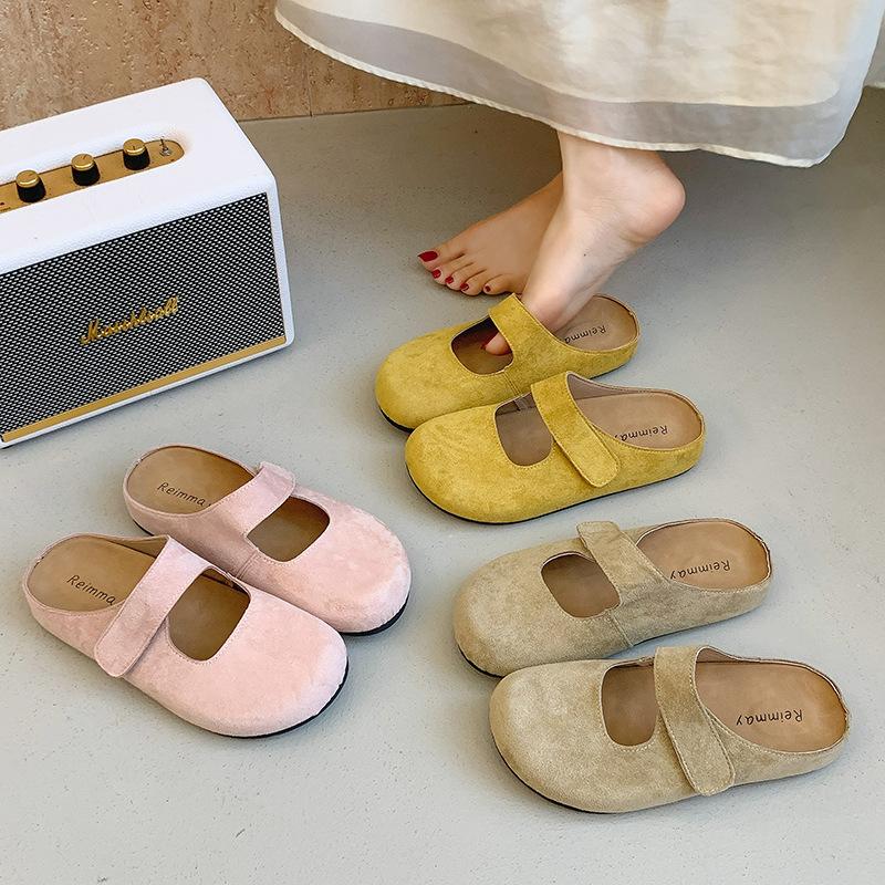 Birkenspring summer slippers female lazy one pedal 2025 new magic casual outer wear bag head half slippers female