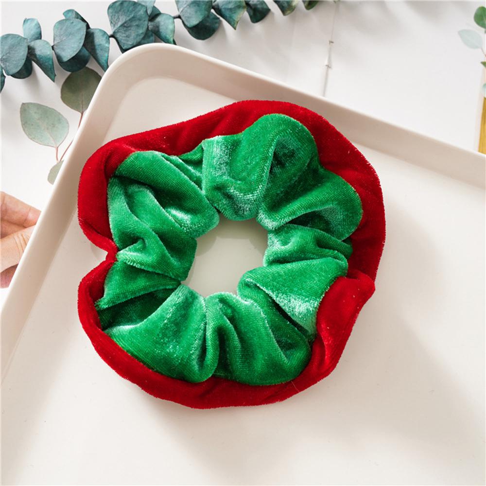 Winter Simple Elastic Patchwork Women Hair Rope Velvet Scrunchie Hair Bands Christmas Scrunchie