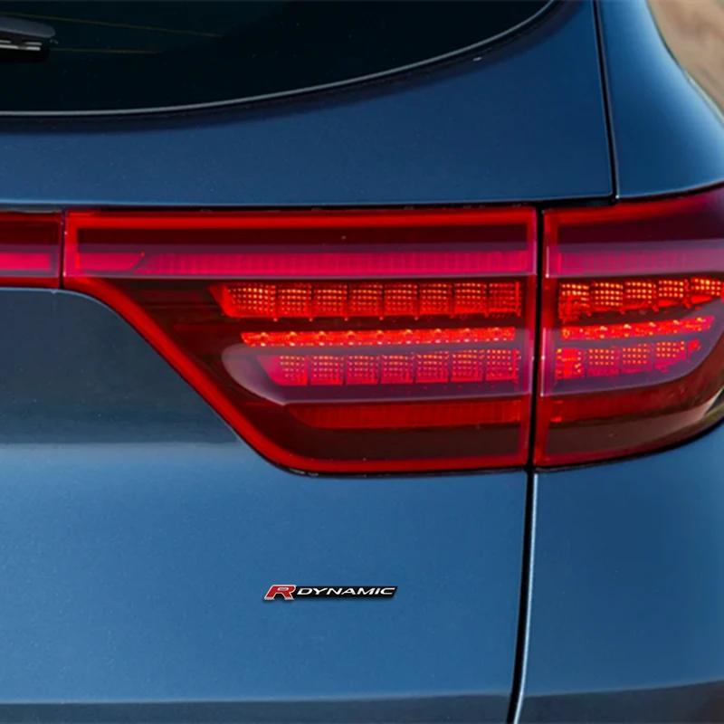 3D Kovové Logo R-DYNAMIC Znak na Bok Blatníku Auta Odznak na Zadní Kufr Nálepky Samolepky Příslušenství pro VELAR Sport Discovery Evoque HSE Defender