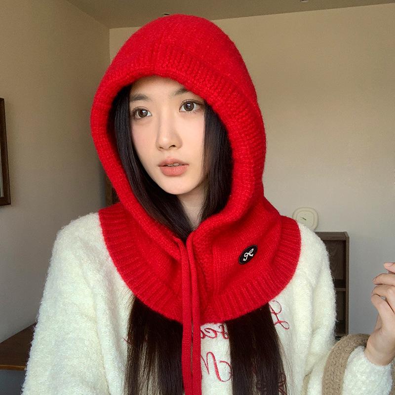 Balaclava Hat Women's Winter Korean Warm Hat Scarf Scarf Integrated Couple Ear Protection Shawl Knitted Hat