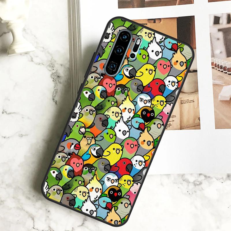 Cartoon Cockatiel Collage For Huawei Nova 10 SE 9 11 Pro Y60 Y70 Y90 Y61 Y91 Y72 Y73 12i 11i 8i P20 P30 P40 Lite Case