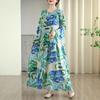 Long sleeve plus size cotton vintage floral new in dresses for women casual loose spring summer autumn dress