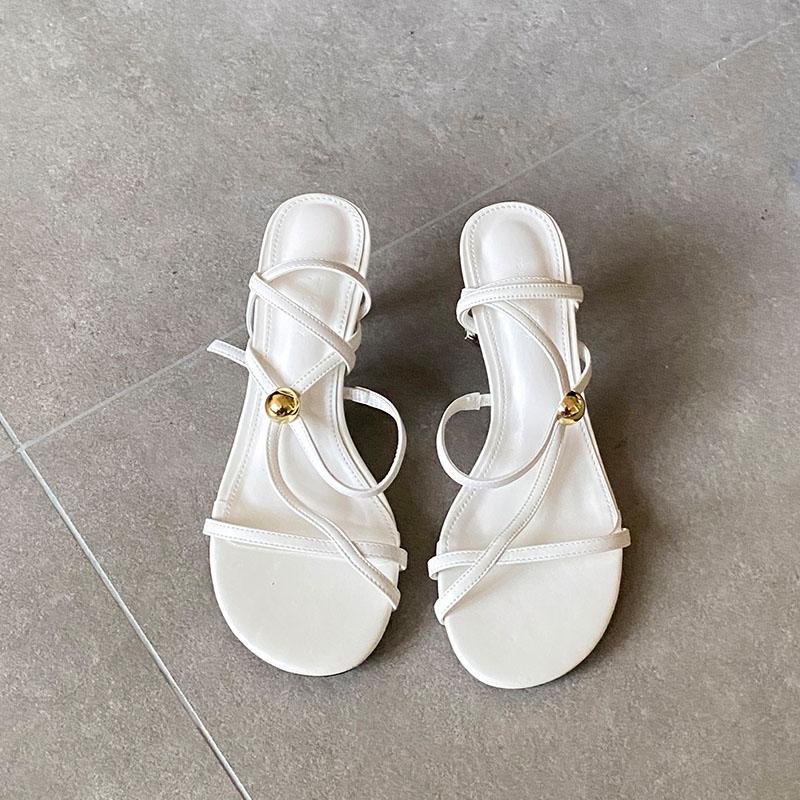 

Fashion Fashion Ankle Wrap Ladies Thin Heels Pumps Shoes Female Round Toe Footwear Metal Women High Heels Shoes Sandals 35 бежевый