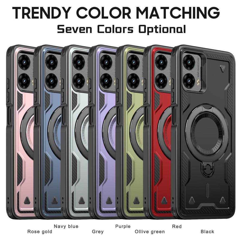 For Moto G 2024/Moto G PLAY/G POWER/G STYLUS/G13/G23/G53/MOTO EDGE Rotating Magnetic Ring Holder, Phone Case Protective Cover