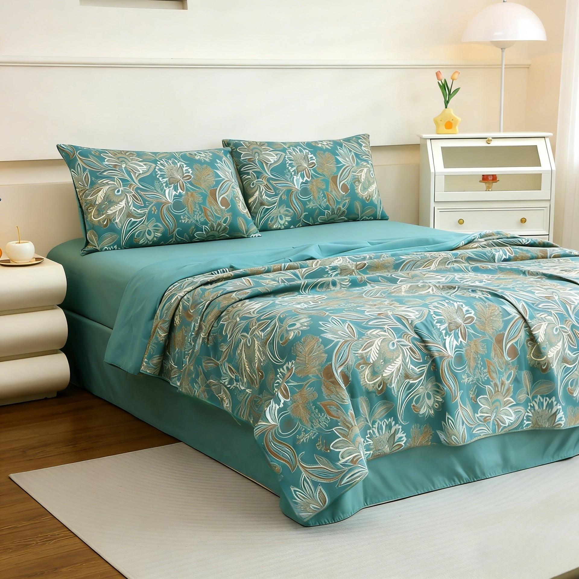 

Retro Printed Summer Cooling Comforter Lightweight Air Conditioner Quilts Soft Blanket for Home Office Camping Twin King Sizes 1PC-100x150cm зелёный