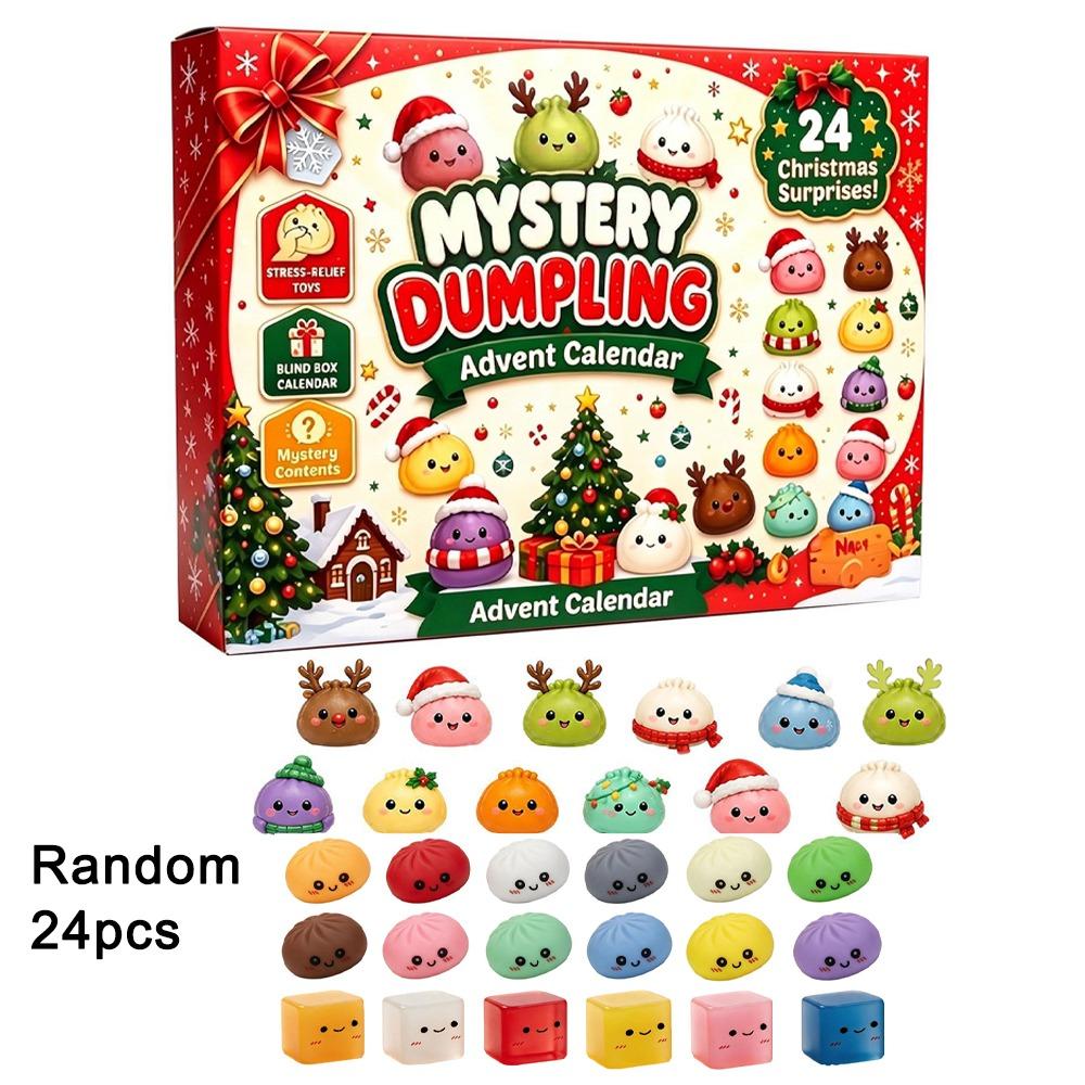 24Pcs Christmas Toy Squishy Pinch Toy Kit Dumpling Slow Rising Squeeze Toy Kids