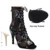 Women's Leopard Print Latin Dance Shoes Women's Jazz Tango Pole Dance Lace-up Sexy Mesh Dance Boots New Soft Sole Shoes