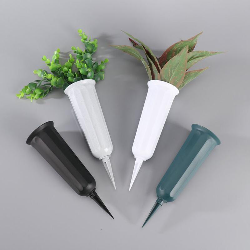 1/2Pcs Cemetery Vase With Spikes Plastic Floral Vase Holder For Gravestone Grave Yard Ground Outdoor Flower Marker Decorations