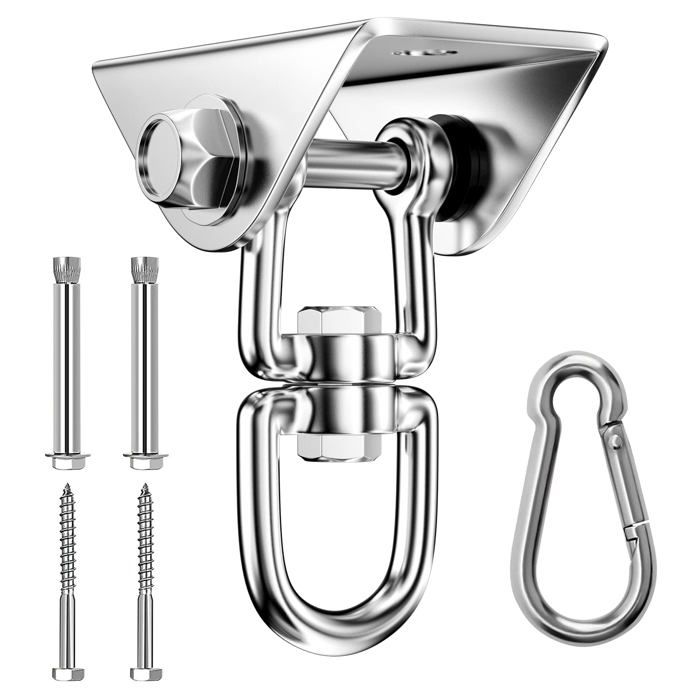 Crochet plafond pivotant inox 450 kg 360° avec vis et chevilles pour hamac chaise suspendue