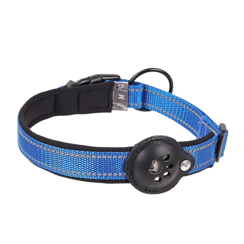 Classic Reflective AirTag Dog Collar,Padded Dog Collars,Adjustable Heavy Duty Dog Collars with AirTag Holder Case for Small Large Dogs