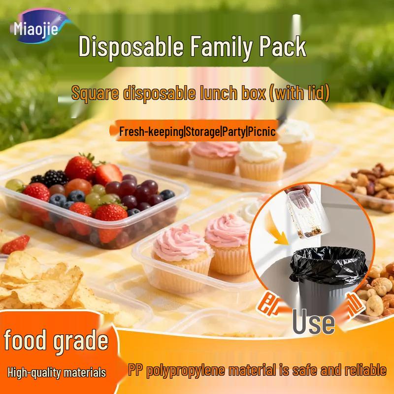 MiaoJie Disposable Rectangular Plastic Meal Prep Containers