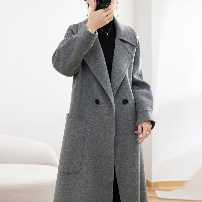 100% Wool Women Coat Autumn Wool Long Coat Handmade Pea Coat Winter Warm Wool Long Jacket Overcoat
