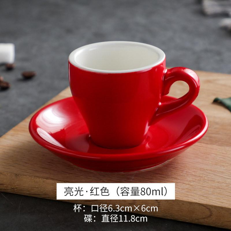 thickened solid color 80cc 80ml ceramic coffee cup with saucer espresso cup set 51-100ml красный