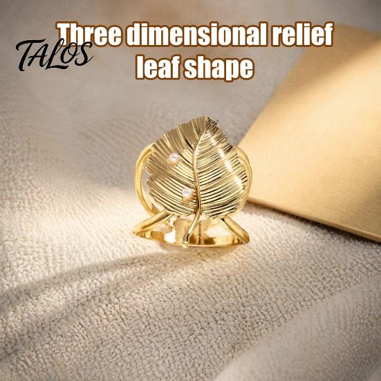 Decorative Scarf Clasp Leaf Silk Ring Buckle And Slides for Women, Metal T-shirt Women Ties Clip with Faux Pearls Embellishment Shawl, Bandana,