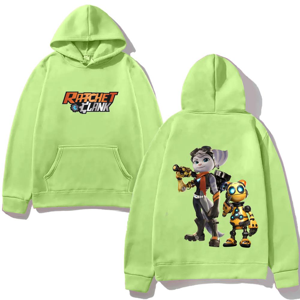 Bluza z kapturem gra Ratchet & Clank Rift Apart Sweter casualowy Odzież polarowa Unisex z kieszenią Bluza z kapturem