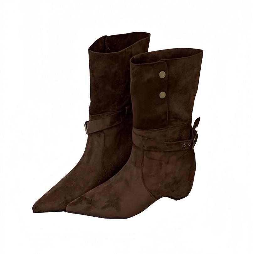 Coarse Heel Vintage Suede Western Cowboy Khaki Boots Women's Boots 2025 Spring and Autumn Single Boots Square Martin Boots