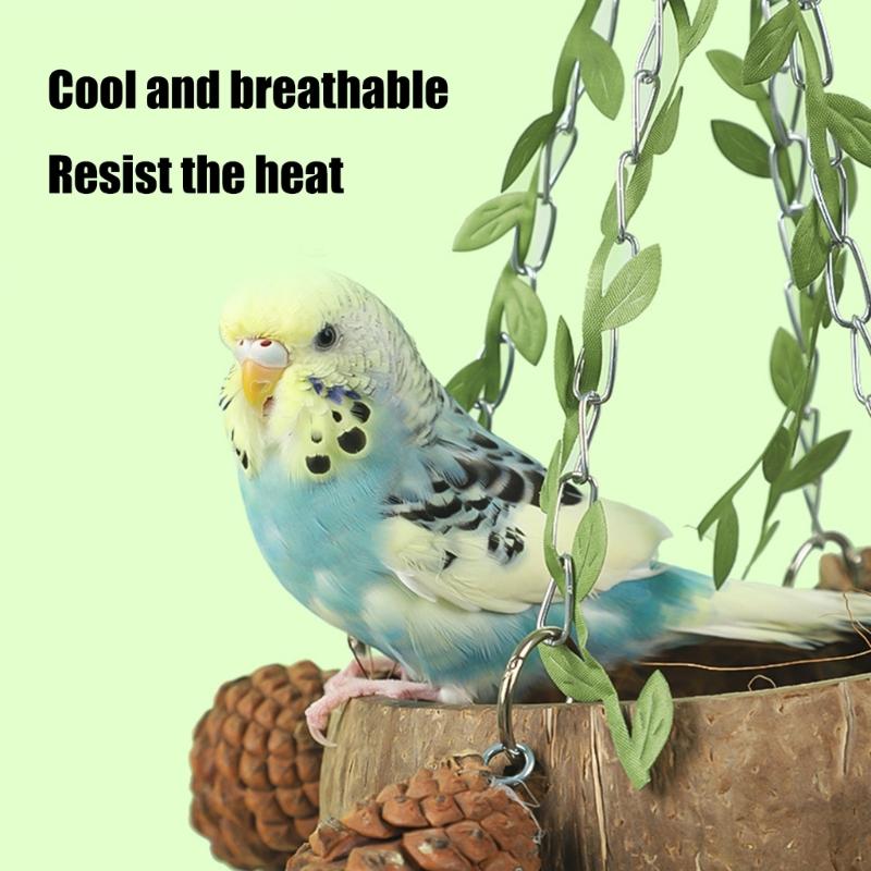 Natural Birdhouse Toy Parakeets Resting Bed Cage Hanging Swing Breeding Nest for Budgies, Lovebirds