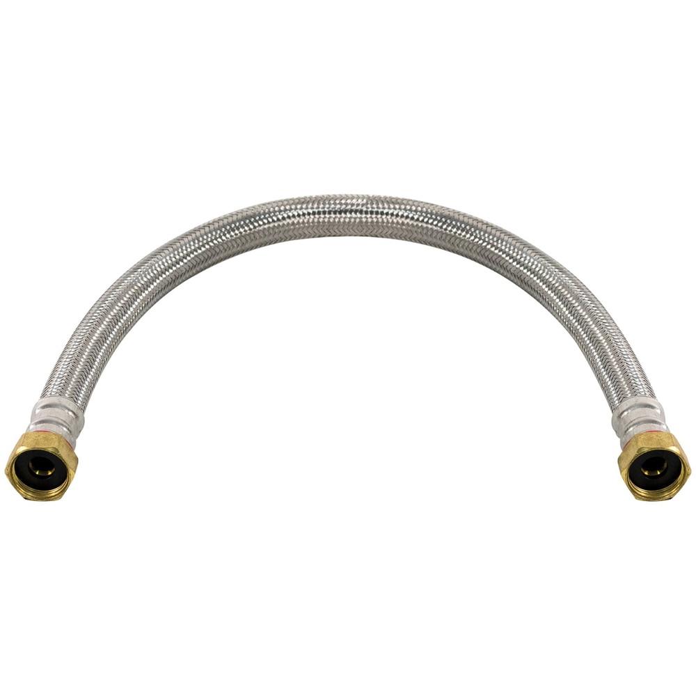 Braided Stainless Steel Water Heater Connector 24in Durable 3/4 FIP Ends with Washers Flexible Hose Home Installation