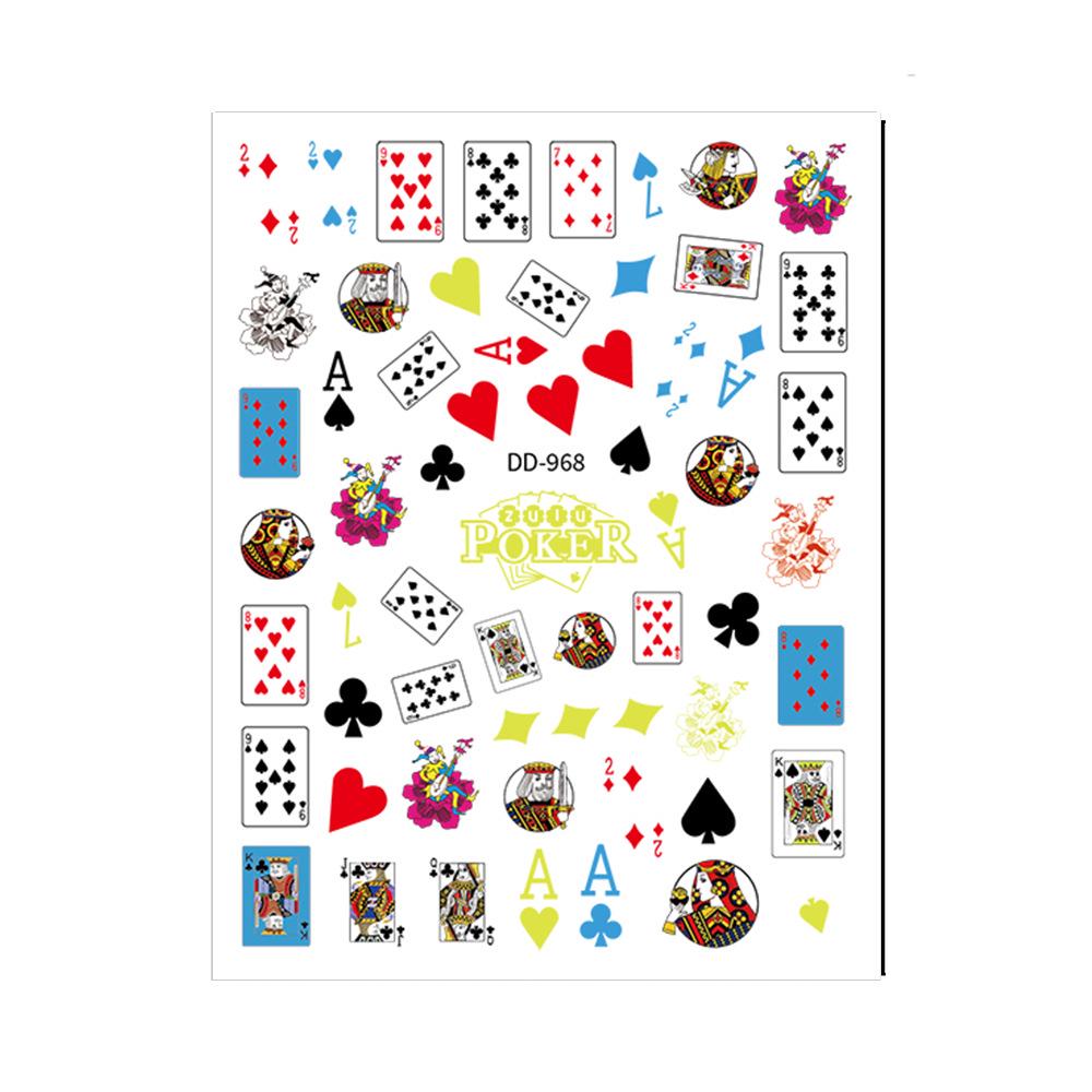 Redanco 3D Poker Card Nail Art Stickers - Celebrity-Inspired Nail Decals