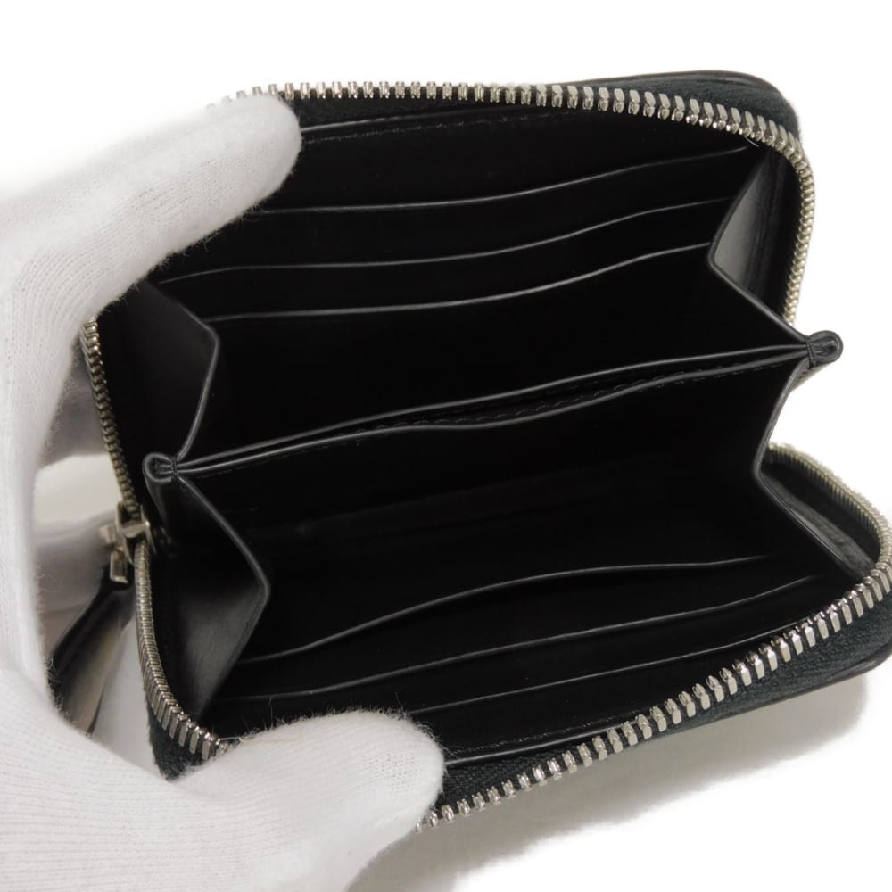 Used Wapa Money Purse 11828 7943 New Logo Scritto Leather Zip Around Nero Current Calligraphy Nero Grigio Men's from