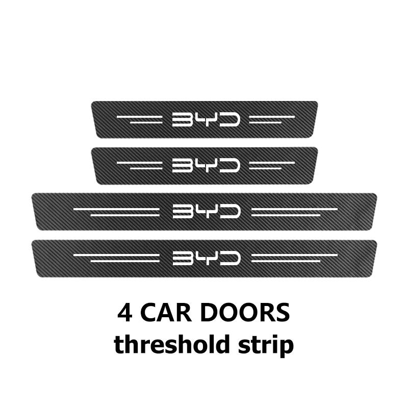 Car Door Sill Scuff Plate Decor Carbon Fiber Stickers For BYD Atto F0 G3 I3 Ea1 F3 E6 Yuan Plus Song Max Tang Dmi